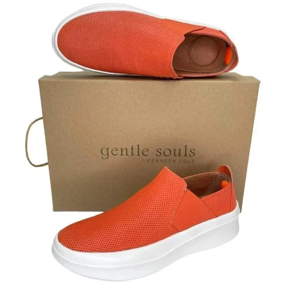 Gentle Souls by Kenneth Cole Rosette Orange Leather Slip-On Womens Sneakers - Picture 16 of 16